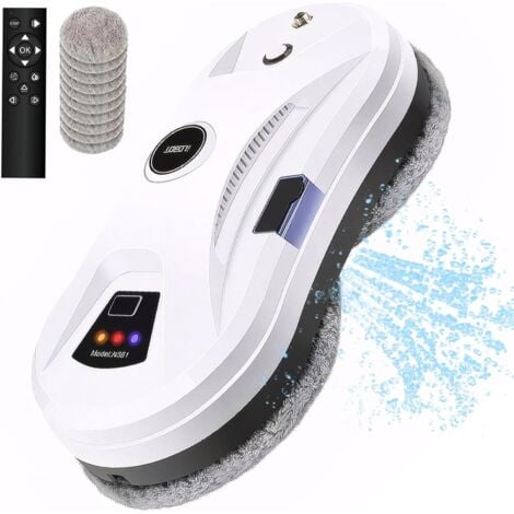 AUTRES Robot Nettoyeur de Vitre, Robot Laveur de Vitre Automatique avec Pulvérisation d'eau, Robot Lave Vitre 5600pa de Aspiration puissante, Navigation Intelligente, avec Télécommande et 10 Chiffons