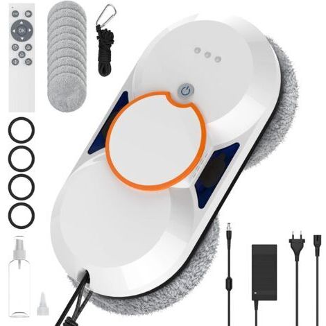 Robot Nettoyeur Vitre, 5600pa Robot Laveur de Vitre Automatique avec Double Jet D'eau, 3 Modes de Nettoyage, Navigation Intelligente, Système de Sécurité, Télécommande, Pour Toutes Surfaces Lisses