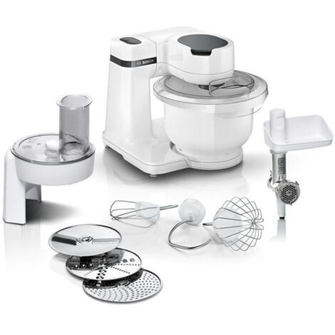 Robot pâtissier BOSCH Serie 2 - 700 W - 4 vitesses - 3,8 L - 3 disques - hachoir a viande - Blanc