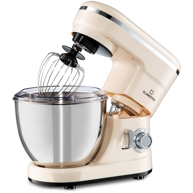 Klarstein - Robot pâtissier Bella - 1200 w - 6 vitesses - Robot cuisine - fonction pulse - Robot multifonction - Crème - Crème Vintage