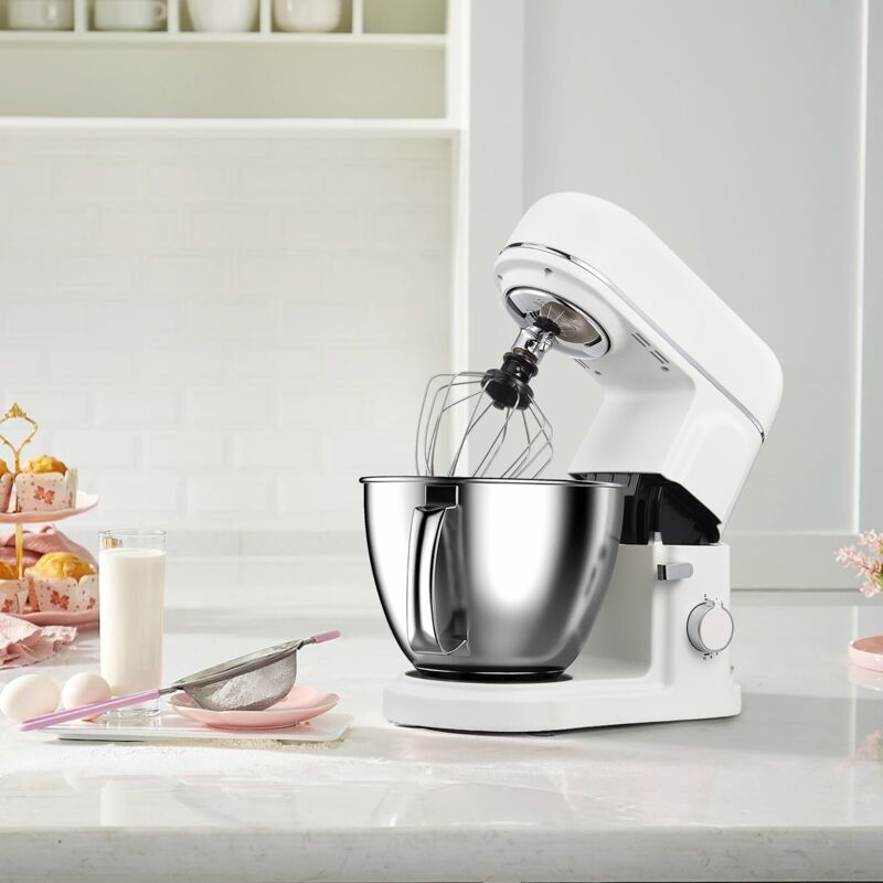 Robot Pâtissier Professionnel 1000W, Batteur sur socle, Robot de Cuisine Multifonction avec bol en acier inoxydable de 5 litres, 10 niveaux réglables