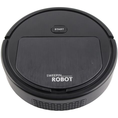 Robot Vacuum Cleaner 3 in 1 Rechargeable Low Noise Intelligent Mop Robot Sweeper for Hair Dust Debris Black