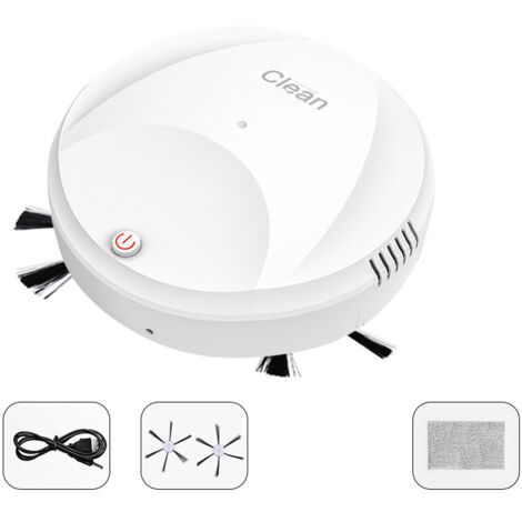 Robotic Vacuum Cleaner Smart Wireless Low Noise USB Charging Automatic Clean Robot for Sweeping and Mopping White