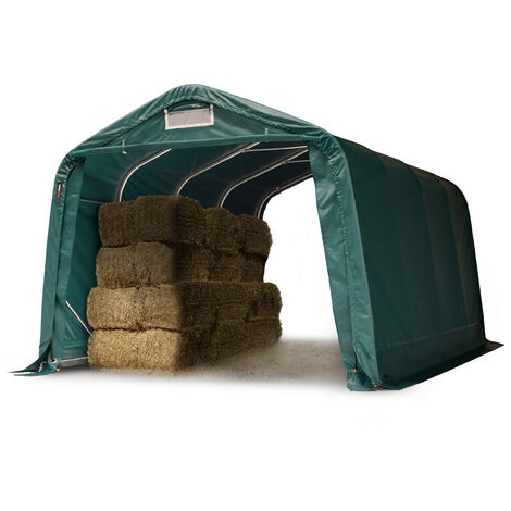 Robust pasture shelter 3.3x4.8m waterproof approx. 550g/m² PVC tarpaulin Storage tent, green - green