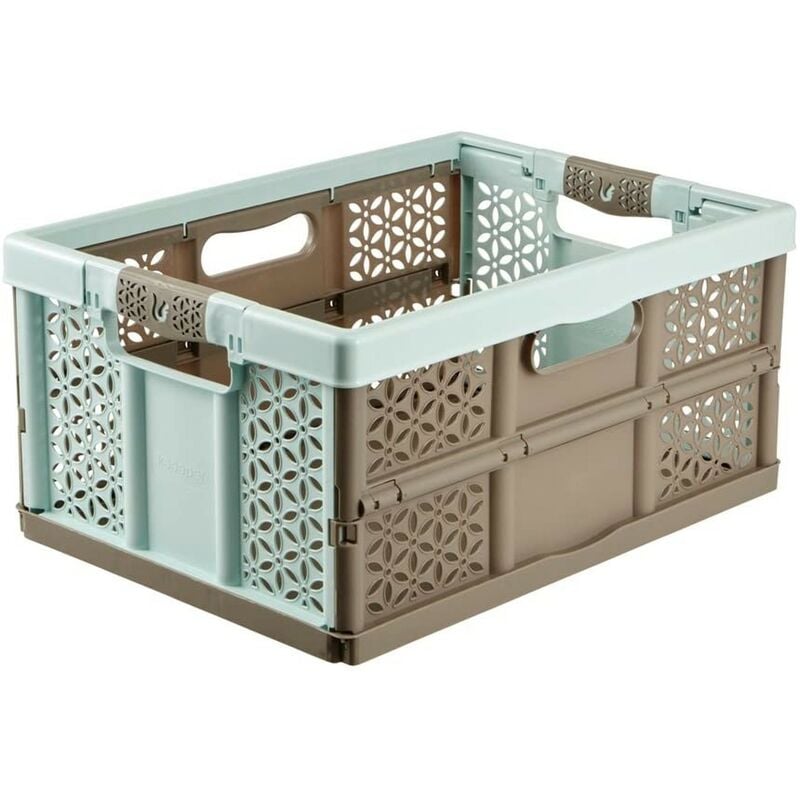 

Keeeper - Robusta Caja Plegable con asas Suaves, 48x34,5x23,5 cm, 32 l, Lea, Azul y marrón