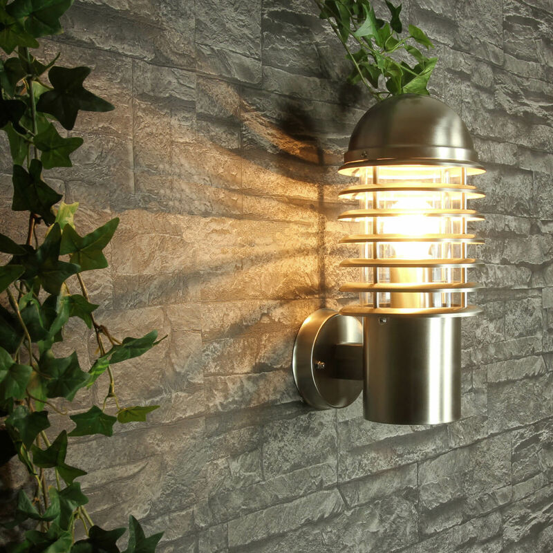 Image of Licht-erlebnisse - Robusta Lampada da parete per esterni in acciaio inox resistente alle intemperie Ø15cm per giardino balcone viale bristol - Argento