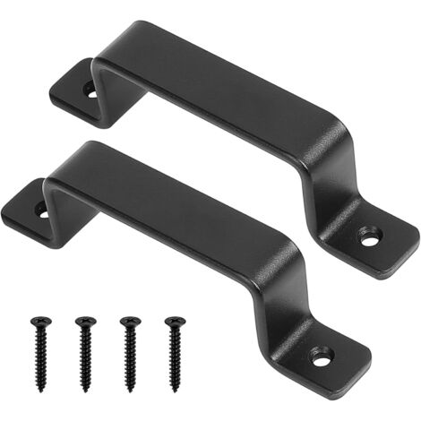 Robuste, antike Türgriffe aus Gusseisen, 2er-Set, schwarz, ideal für den Außenbereich, Garage, Kleiderschrank und Innenbereich (135 x 160 mm)