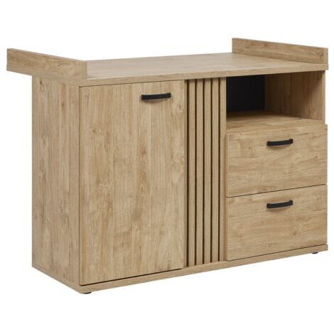 Robuste Babykommode mit integriertem Wickeltisch in goldener Eichenfarbe, Kollektion TOMMY.