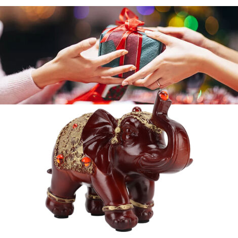 Robuste Elefantenstatue aus Kunstharz – Attraktive und glückbringende Dekoration – Abgerundeter Elefant für Zuhause oder Büro