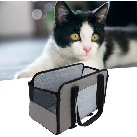 Robuste Haustier-Transportbox aus 600DPU-Polyester – leicht und tragbar für Hunde/Katzen im Auto/Zug/Flugzeug – Maße: 45 x 21,5 x 24 x 21 cm (inkl. Brett)