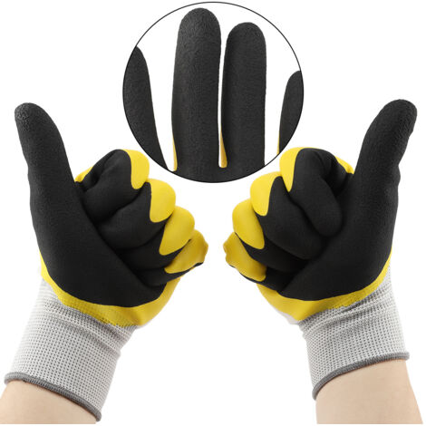 Robuste, rutschfeste Arbeitshandschuhe – [Markenlos] – Gelbes Modell – 23 cm – Paar – Strapazierfähige, rutschfeste und wasserdichte Gartenhandschuhe aus atmungsaktivem Material