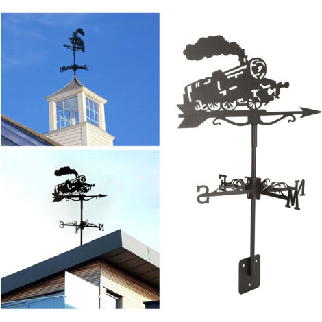 Robuste, schwarze Wetterfahne aus Metall für Dachkuppeln, Scheunen und Schuppen  Wetterfahne aus Metall mit schlichtem Design, inklusive Montagesatz
