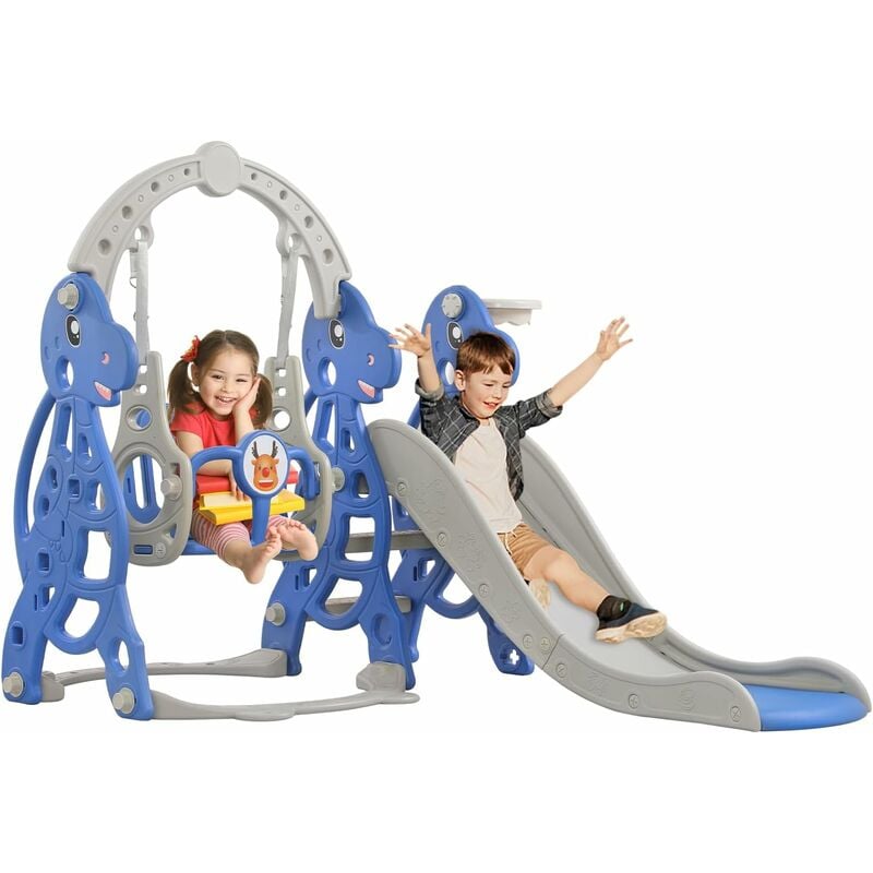 Naizy - Toboggan pour enfants - Avec panier de basket-ball - Robuste - Toboggan pliable - Balançoire et toboggan - Avec toboggan extra long