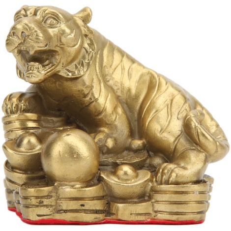 Robuste und langlebige Tigerstatue aus Messing, die Reichtum und Glück anzieht, leicht zu reinigen, Glücksbringer für Schlafzimmer und Büro