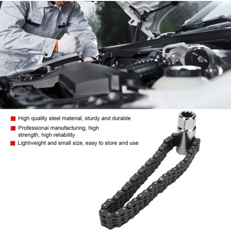 Robuster 14 cm Universal-Ölfilterschlüssel mit Kette für Auto- und Kfz-Reparaturen