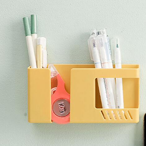 Robuster ABS-Wandorganizer mit Ablagefach und stilvollem Design, einfache Montage für Handy und Fernbedienung, gelb