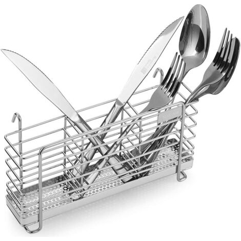 Robuster Abtropfkorb aus Edelstahl 304 mit Haken, 3 separaten Fächern, rostbeständig, kein Bohren erforderlich