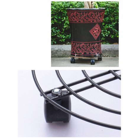 Robuster, fahrbarer Blumentopfständer aus Eisen, geeignet für drinnen und draußen, Durchmesser 27 cm, Höhe 6 cm, Material: Eisen, 1 Stück
