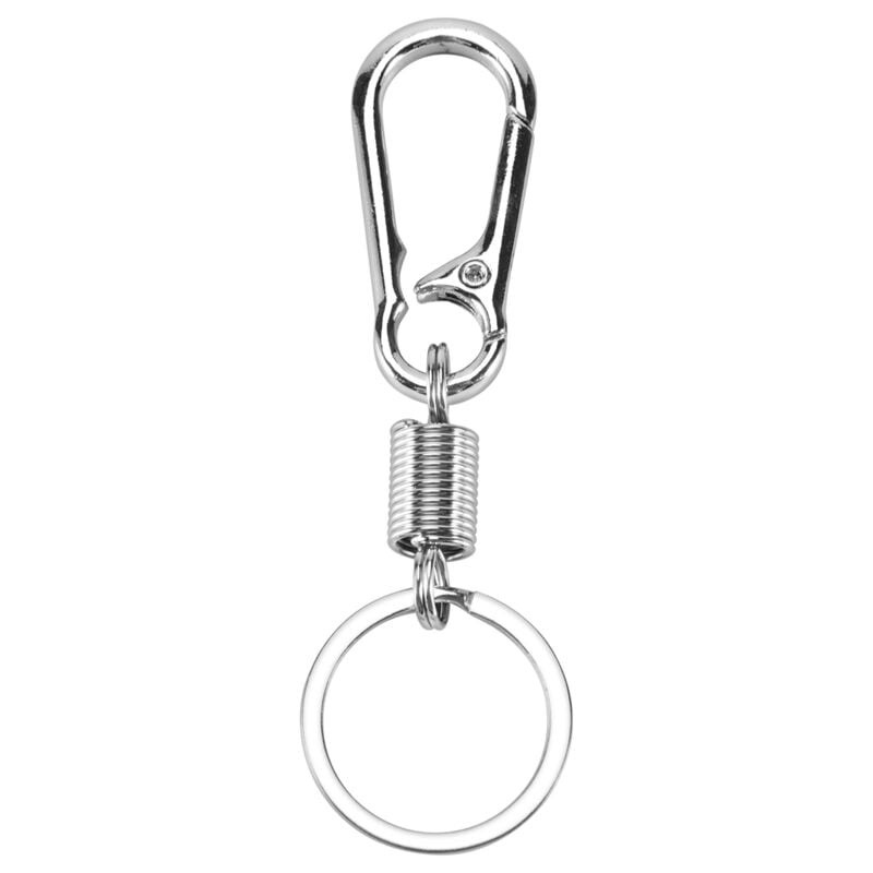 Image of Robuster Karabiner Schlüssel Anhänger Ring Polierter Business Taillen Anhänger, Silber