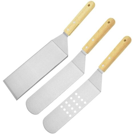 Robuster Pfannenwender aus Edelstahl mit starkem Holzgriff – professionelle Lebensmittel zum Grillen und Kochen