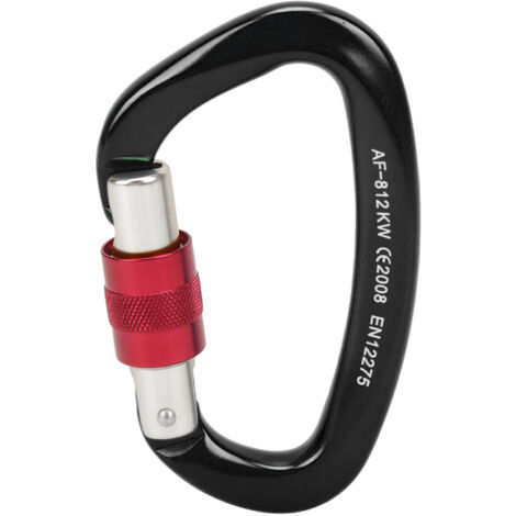 Robuster und leichter Kletterkarabiner mit rutschfester Oberfläche für Camping und Felsklettern (Schwarz)