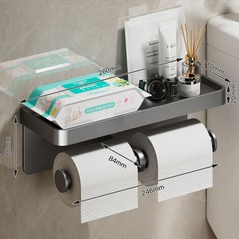 Robuster, wandmontierter Toilettenpapierhalter aus Aluminium, platzsparend, für Badezimmer, rostfrei und einfach zu montieren.