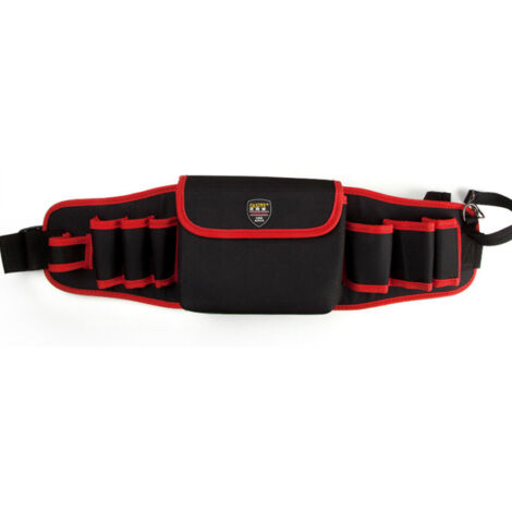 Robuster Werkzeughalter, verstellbarer Gürtel – mehrere Taschen und Multimeter-Werkzeughalter, Rot/Schwarz