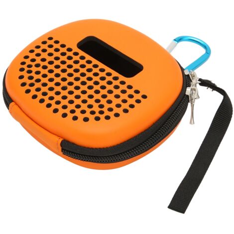Robustes EVA-Schutzetui für Bluetooth-Lautsprecher, wasserdicht und stoßfest mit orangefarbenem Metallkarabiner.