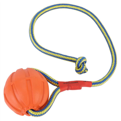 Robustes Hundekauspielzeug mit Seil und tragbarem EVA-Ball – Rot