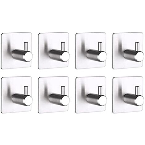 robusti ganci autoadesivi, impermeabili ed eleganti, con superficie spazzolata, in acciaio inox, adatti per bagni e cucine (colore: argento).