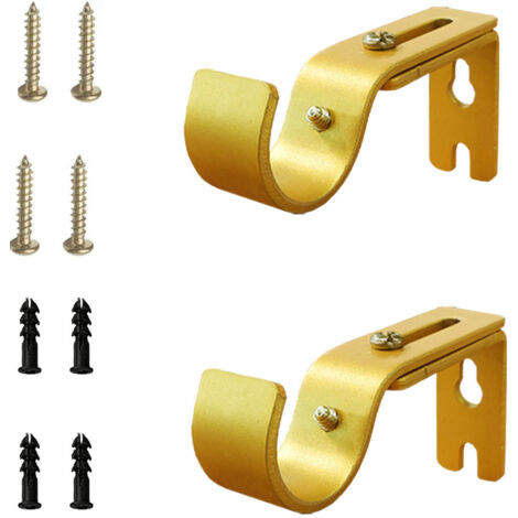 Robusti supporti regolabili per bastoni per tende – Per bastoni per tende da 25 mm, facili da installare, color oro (set da 2)