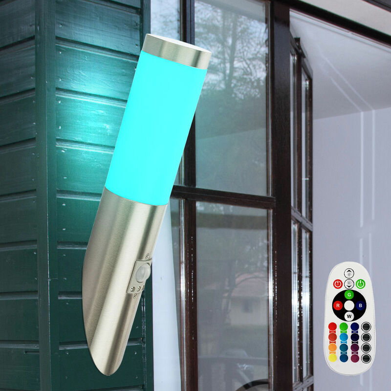 Image of Applique con rilevatore di movimento luce da esterno parete moderna torcia da parete giardino, telecomando dimmerabile, led rgb 3.5W 320Lm bianco