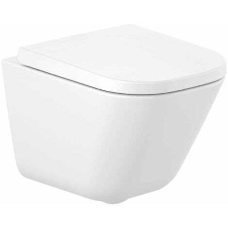 ROCA A34647A000 THE GAP SQUARE Rimless Inodoro Suspendido Compacto - Asiento: Caida Amortiguada - ref: A34647A000+A80173200B