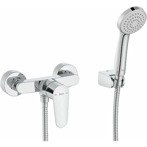 Roca A5A204FC00 Miscelatore doccia Victoria Plus con doccia a mano, flessibile da 1,50 m e supporto doccia snodato, cromato