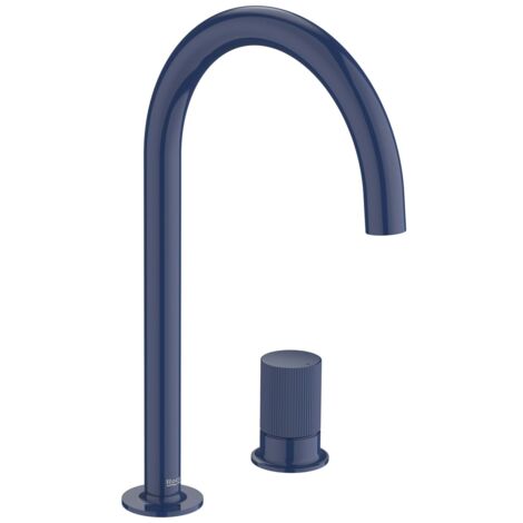 ROCA A5A3D3FP00 NU Grifo Monomando Lavabo con Maneta de Repisa Maneta Stripes Azul Cobalto - ref: A5A3D3FP00