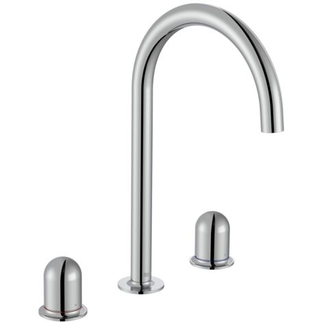 ROCA A5A3V3FC00 NU Grifo Bimando Lavabo con Manetas de Repisa Maneta Dome Cromo - ref: A5A3V3FC00