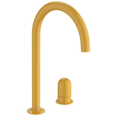 ROCA A5A3W3FP10 NU Grifo Monomando Lavabo con Maneta de Repisa Maneta Dome Amarillo Miel - ref: A5A3W3FP10