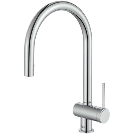 ROCA A5A811FC00 ONA Grifo Monomando Cocina con Caño Extraíble Giratorio y Función Ducha para Aclarado Cromo - ref: A5A811FC00