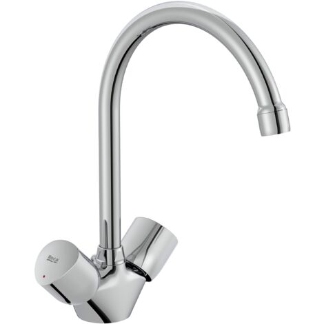 ROCA A5A848EC00 BRAVA Grifo Bimando Para Fregadero De Cocina Y Lavadero Caño Giratorio Cromo - ref: A5A848EC00