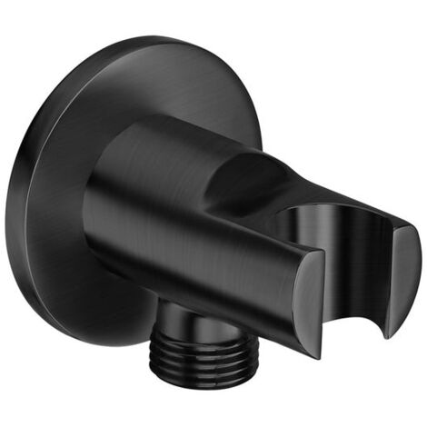ROCA A5B5250NM0 AQUA Toma de Agua de 1/2" para Flexible de Ducha con Soporte Negro Titanio Cepillado - ref: A5B5250NM0