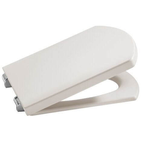 Roca – Abattant WC compact carré – Charnières en acier inoxydable – Couleur pergamon – Installation facile pour salle de bains moderne