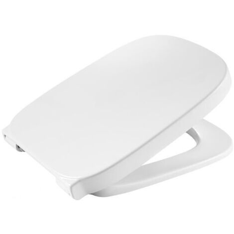 Roca – Abattant WC DEBBA SQUARE A8019D000B – Thermodur double laqué blanc – Charnières inox amovibles – Chute normale