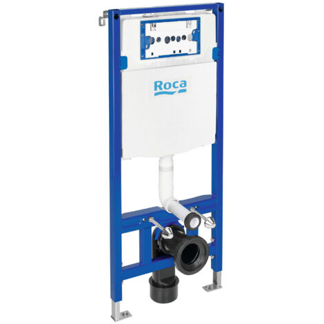 Roca – Bâti support WC encastré compact double débit – Profondeur 107 mm – Raccords hydrauliques supérieurs – Plaque d'actionnement avant