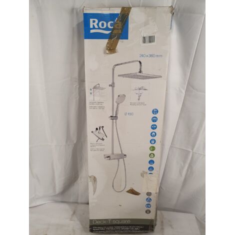 ROCA - Colonne de douche thermostatique Deck-T square - Télescopique 800-1200mm - Tablette intégrée - Emballage abîmé - Voir photos