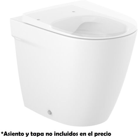 Roca – Cuvette de WC sans rebord à double sortie – Forme ronde – Fixation murale – Système de chasse d'eau Drag – Cuvette Rimless®