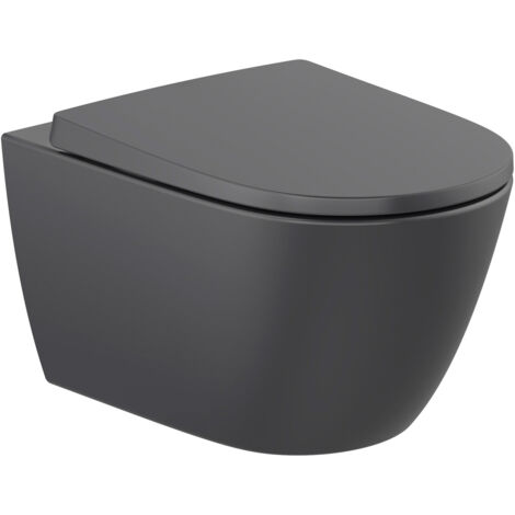 Roca – Cuvette WC suspendue ONA sans bride – Noir mat – Système d'évacuation à chasse directe – Dimensions 360x530x290 mm – A346687080