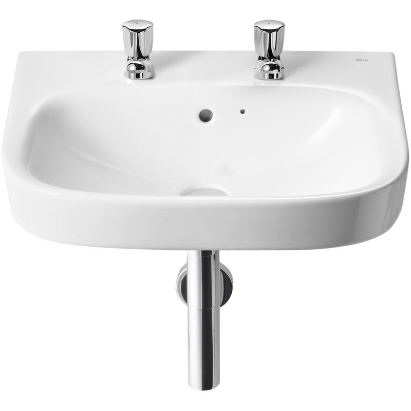 Debba Wall Hung Basin 550mm Wide - 2 Tap Hole - Roca