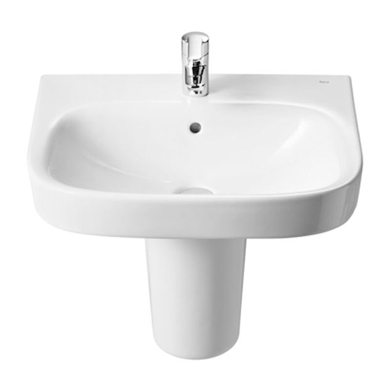 Debba Wall Hung Basin With Semi Pedestal 550Mm W 1 Tap Hole Roca ROCA Wash basin US