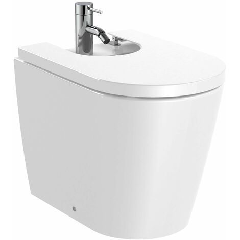 ROCA INSPIRA ROUND Bidé a Suelo con Tapa Caída Amortiguada Blanco Brillo - ref: A357527000+A80652200B