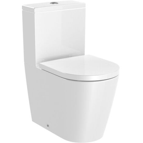 ROCA INSPIRA ROUND Rimless Inodoro Completo Compacto Blanco Brillo - ref: A342529000+A34152000+A80152C00B
